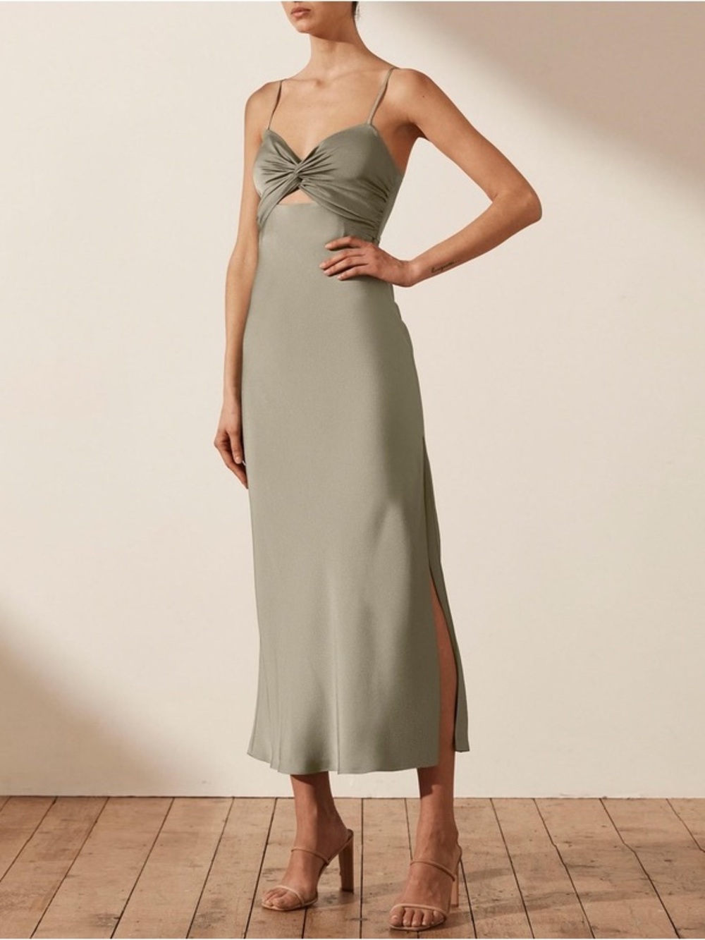 Shona Joy | Twist Front Sleeveless Midi Dress